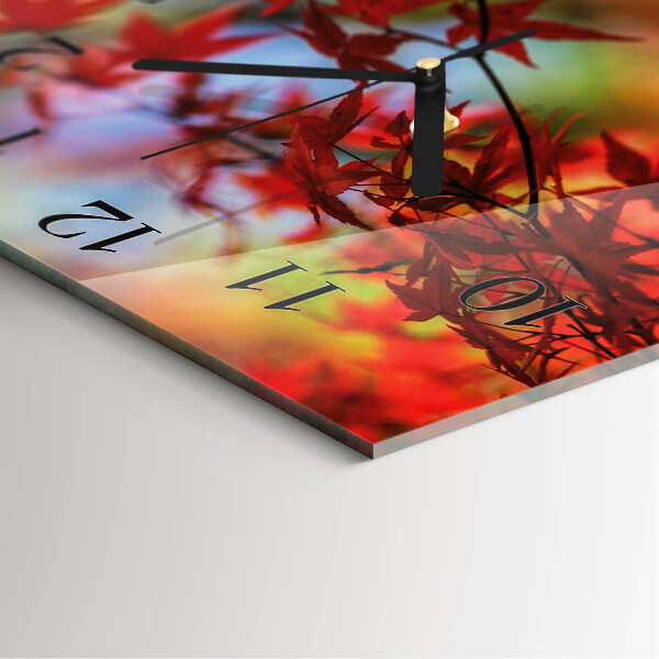 Square wall clock Maple Leaves