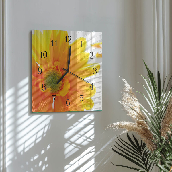Square wall clock Flower