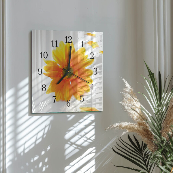 Square wall clock Flower