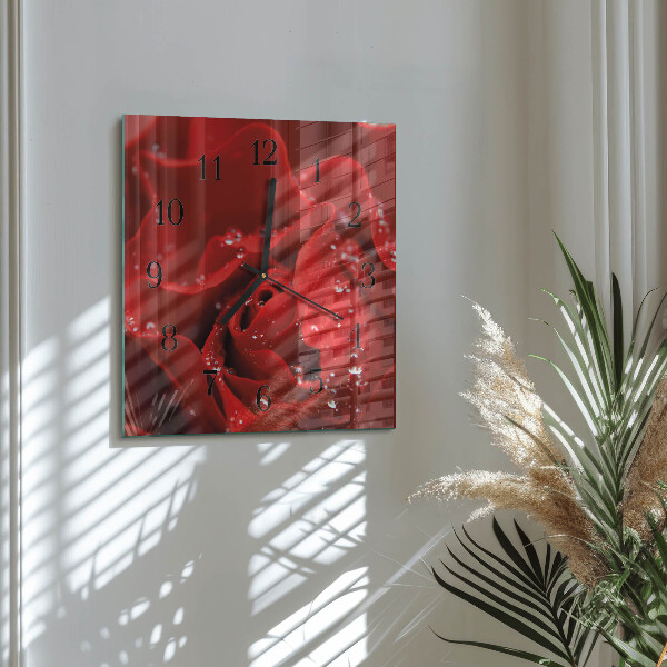 Square wall clock Rose