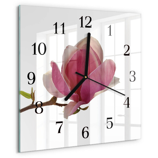 Square wall clock Magnolia Flower