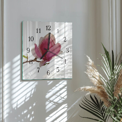 Square wall clock Magnolia Flower