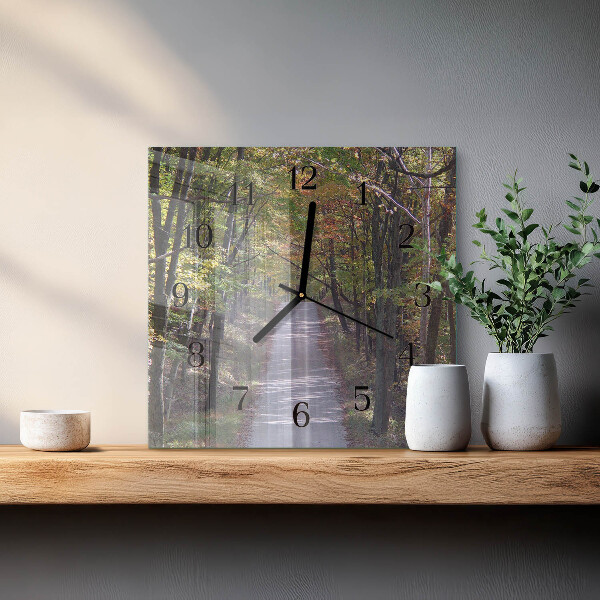 Square wall clock Forest Path