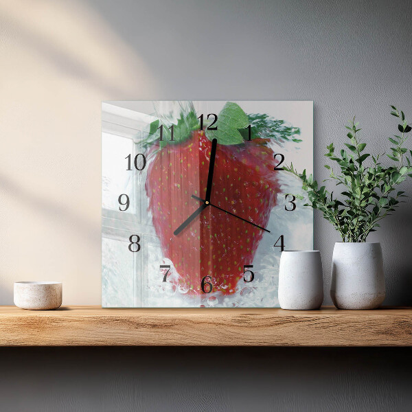 Square wall clock Strawberry