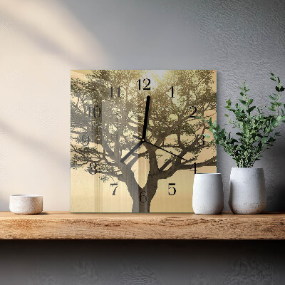 Square wall clock Tree