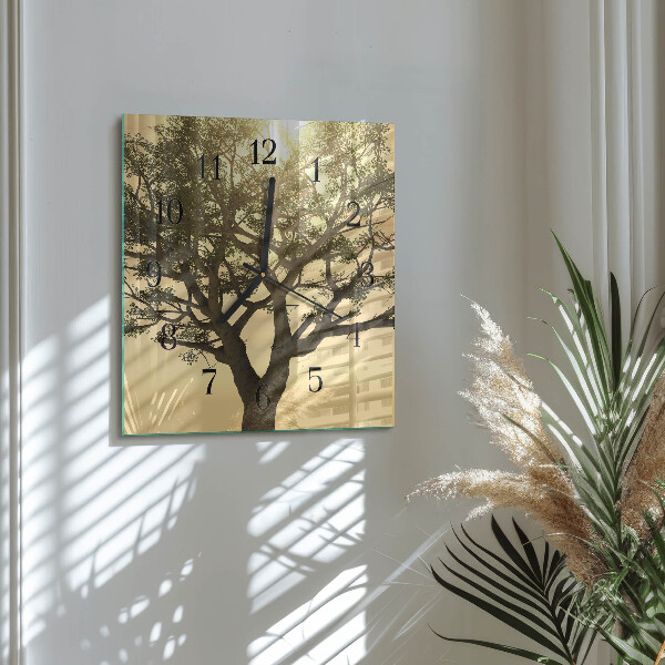 Square wall clock Tree