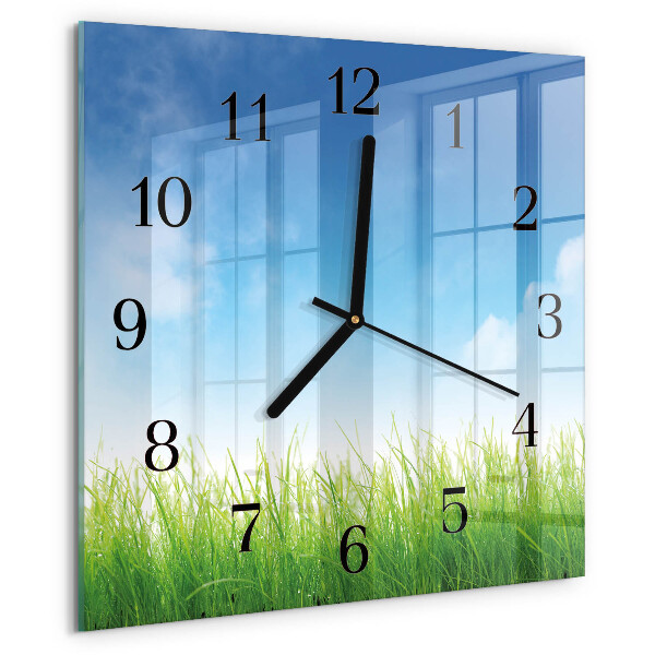 Square wall clock Grass