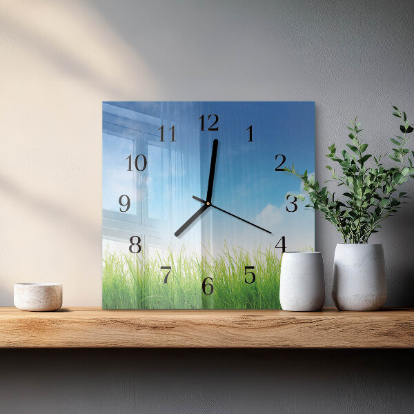 Square wall clock Grass
