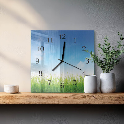 Square wall clock Grass