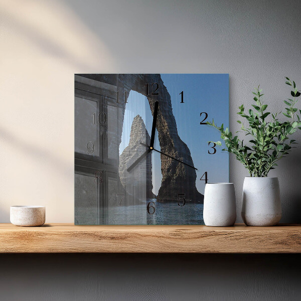 Square wall clock Stone