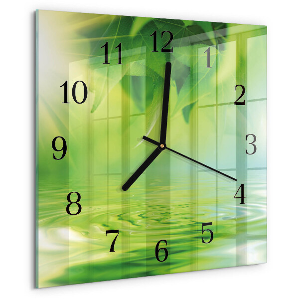 Square wall clock Leaves