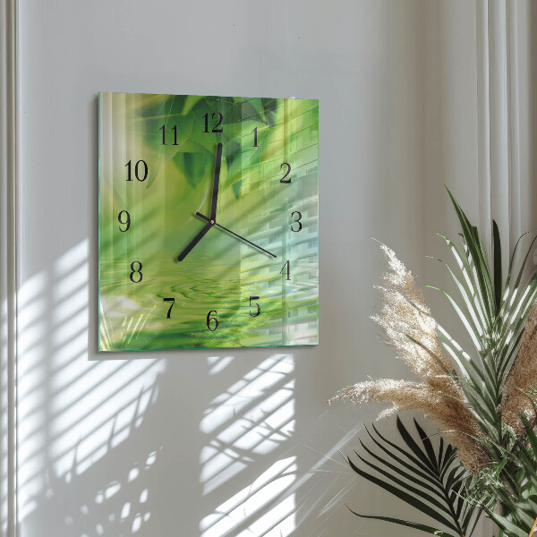 Square wall clock Leaves