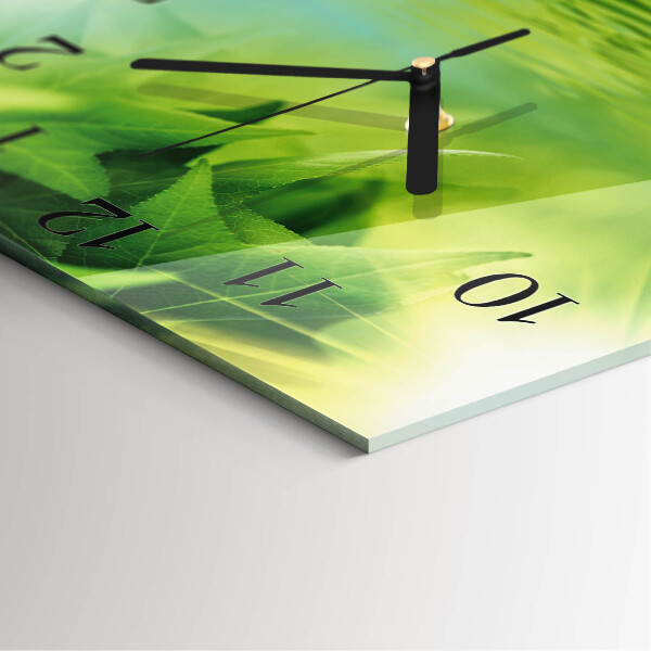 Square wall clock Leaves