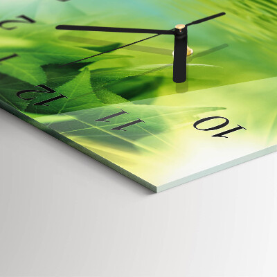 Square wall clock Leaves