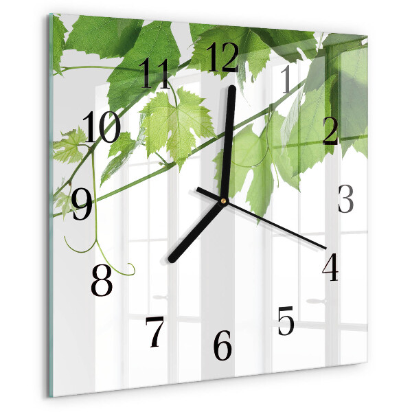 Square wall clock Leaves
