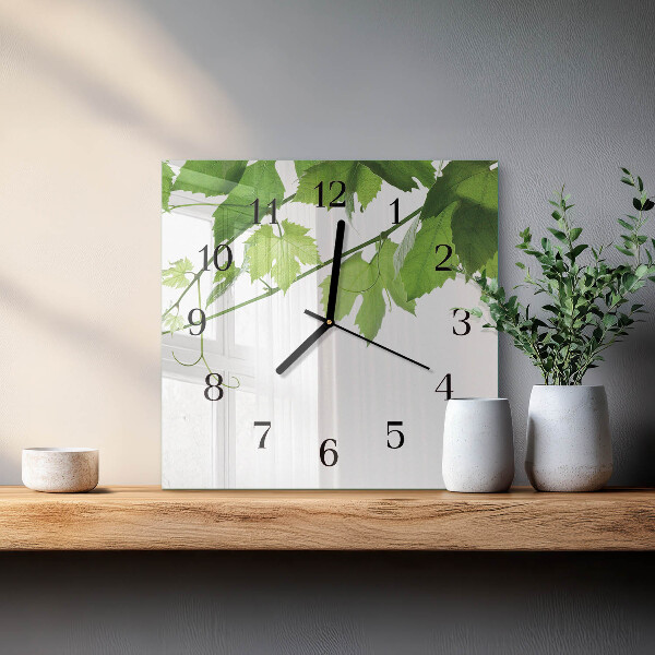 Square wall clock Leaves
