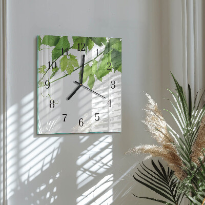 Square wall clock Leaves