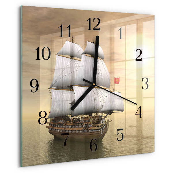 Square wall clock Ship