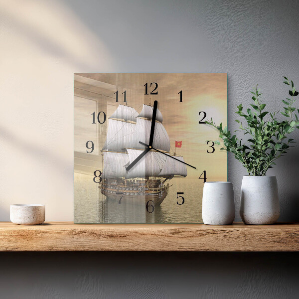 Square wall clock Ship