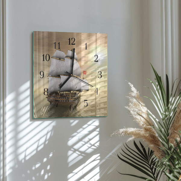Square wall clock Ship