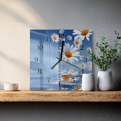 Square wall clock Flower