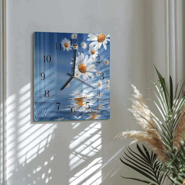Square wall clock Flower
