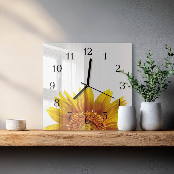 Square wall clock Flower