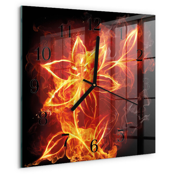 Square wall clock Fire Flower