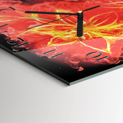 Square wall clock Fire Flower