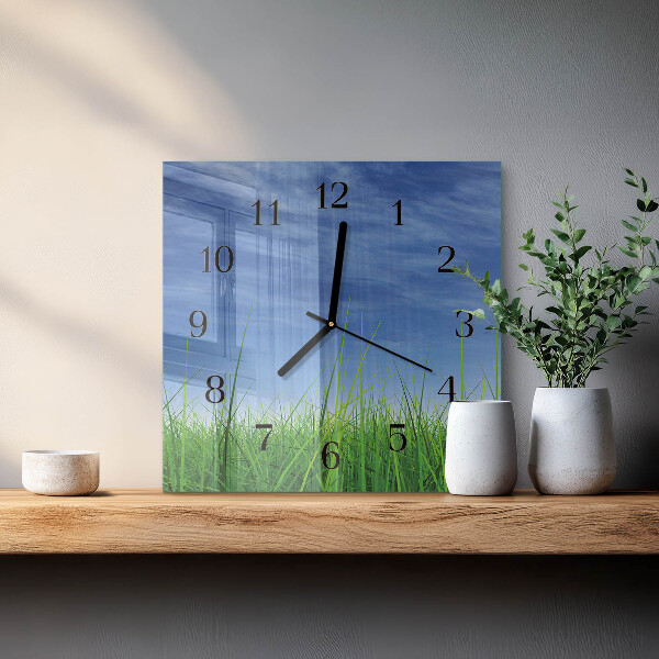 Square wall clock Grass