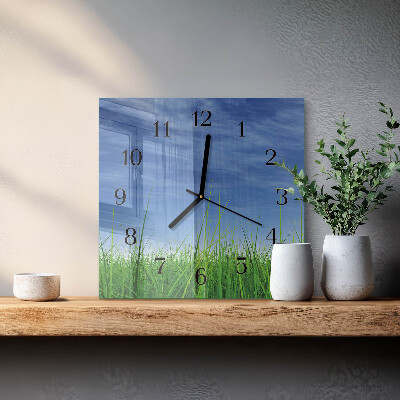 Square wall clock Grass