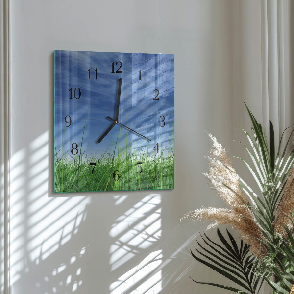 Square wall clock Grass
