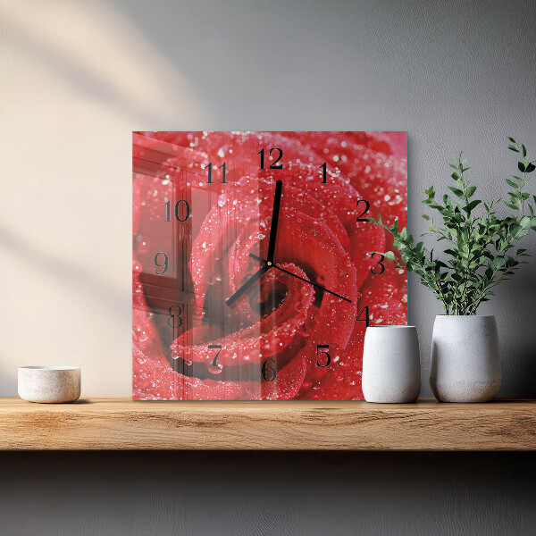 Square wall clock Rose