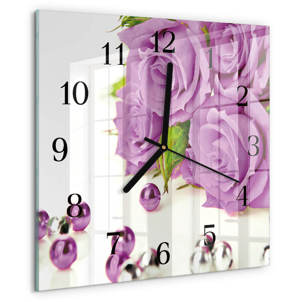 Square wall clock Roses