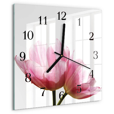 Square wall clock Tulips
