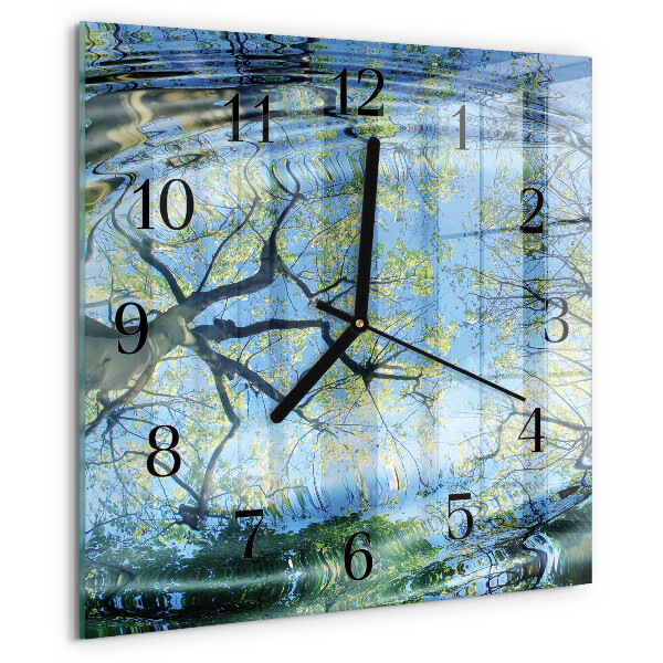 Square wall clock Trees Water