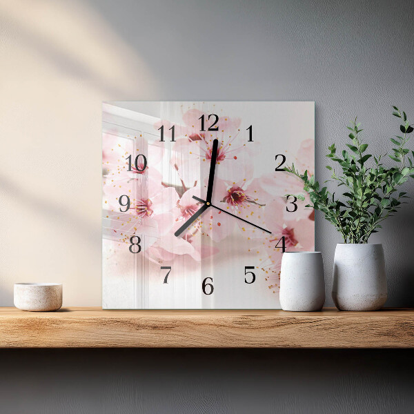 Square wall clock Flowers