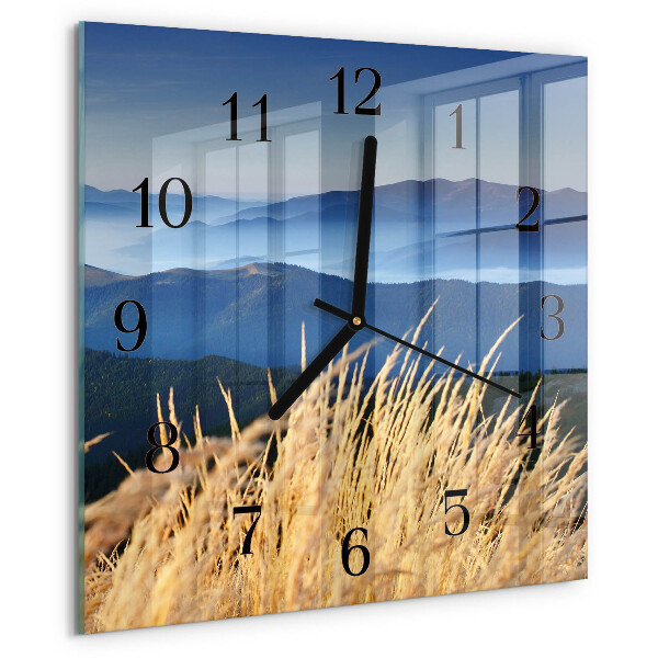Square wall clock Mountains Grass