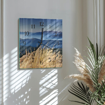 Square wall clock Mountains Grass