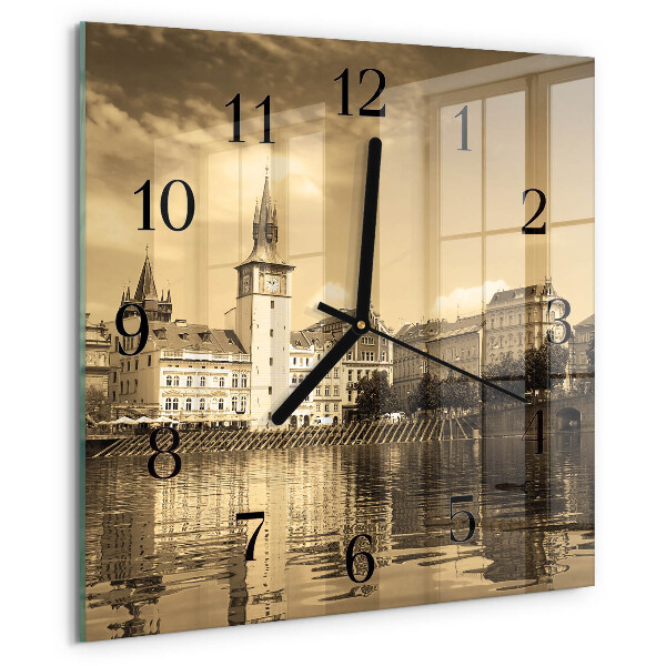 Square wall clock Sepia Castle