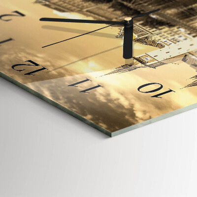Square wall clock Sepia Castle