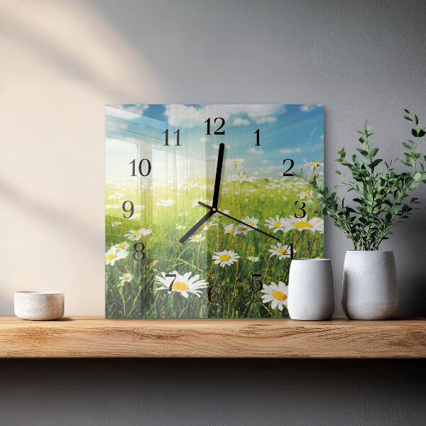Square wall clock Daisies
