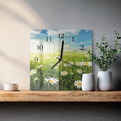 Square wall clock Daisies