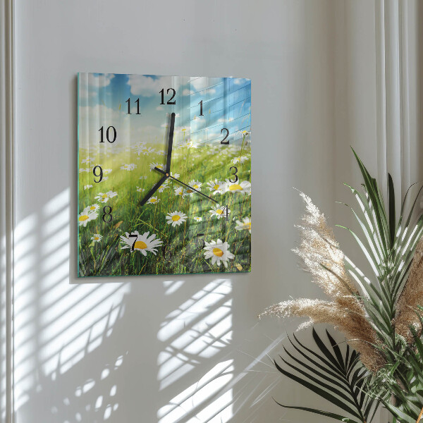 Square wall clock Daisies