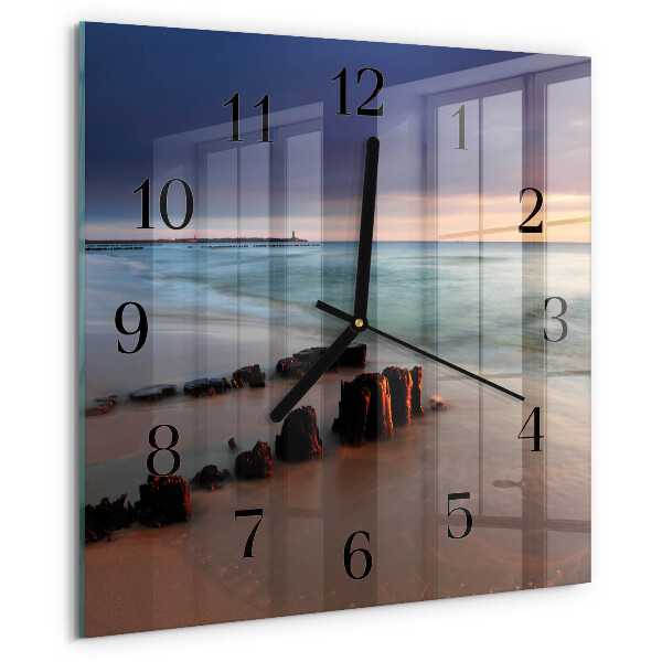 Square wall clock Beach Sea