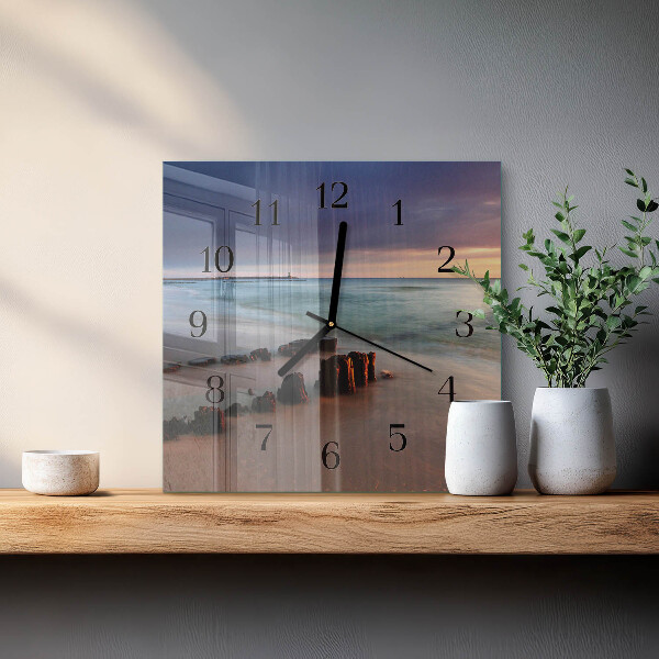 Square wall clock Beach Sea