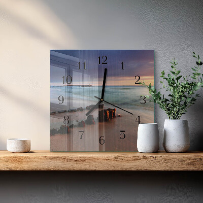 Square wall clock Beach Sea