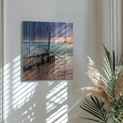 Square wall clock Beach Sea
