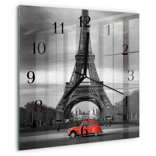 Square wall clock Eiffel Tower car