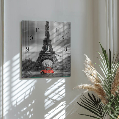 Square wall clock Eiffel Tower car